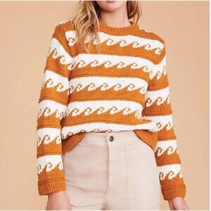 Lou & Grey Waverunner Brown / Cream Knit Sweater Size S NWT